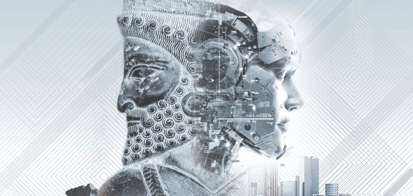 ELECOMP-2025 Fusion of human profile and AI neural network, symbolizing intelligent experiences at ELECOMP.